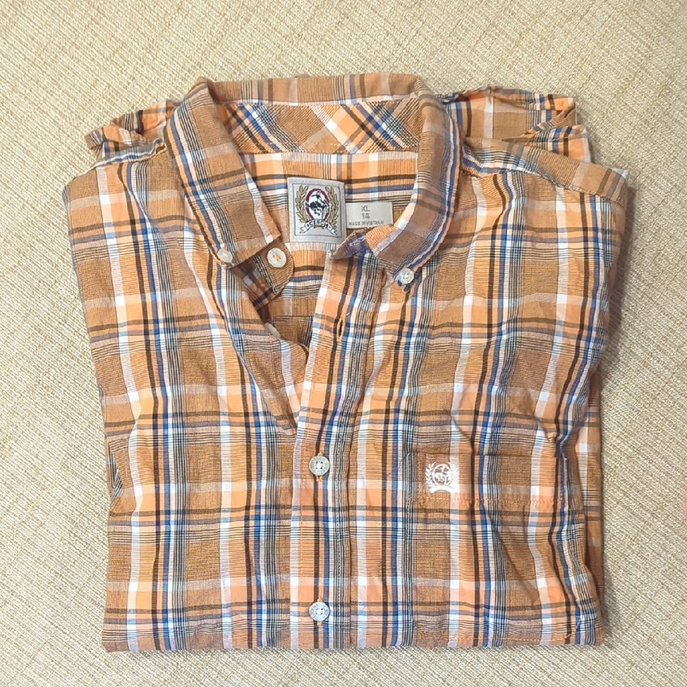 Big Boys Long Sleeve Cinch Button Down Size 14